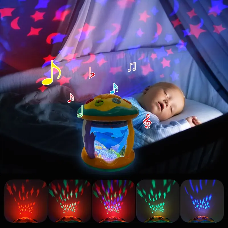 Brinquedos do bebê 6 a 12 Meses Musical Light Up Tummy Time Infant Toys.Ocean Rotating Projector Baby Gifts for Toddlers Kids