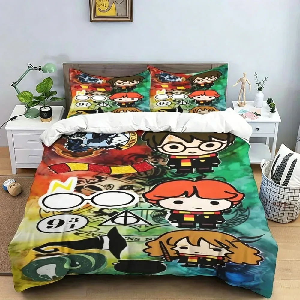 Magical World H-Harry P-Potter fans Bedding Sets Super Soft Duvet Cover Comfortable Present Single Double King Size