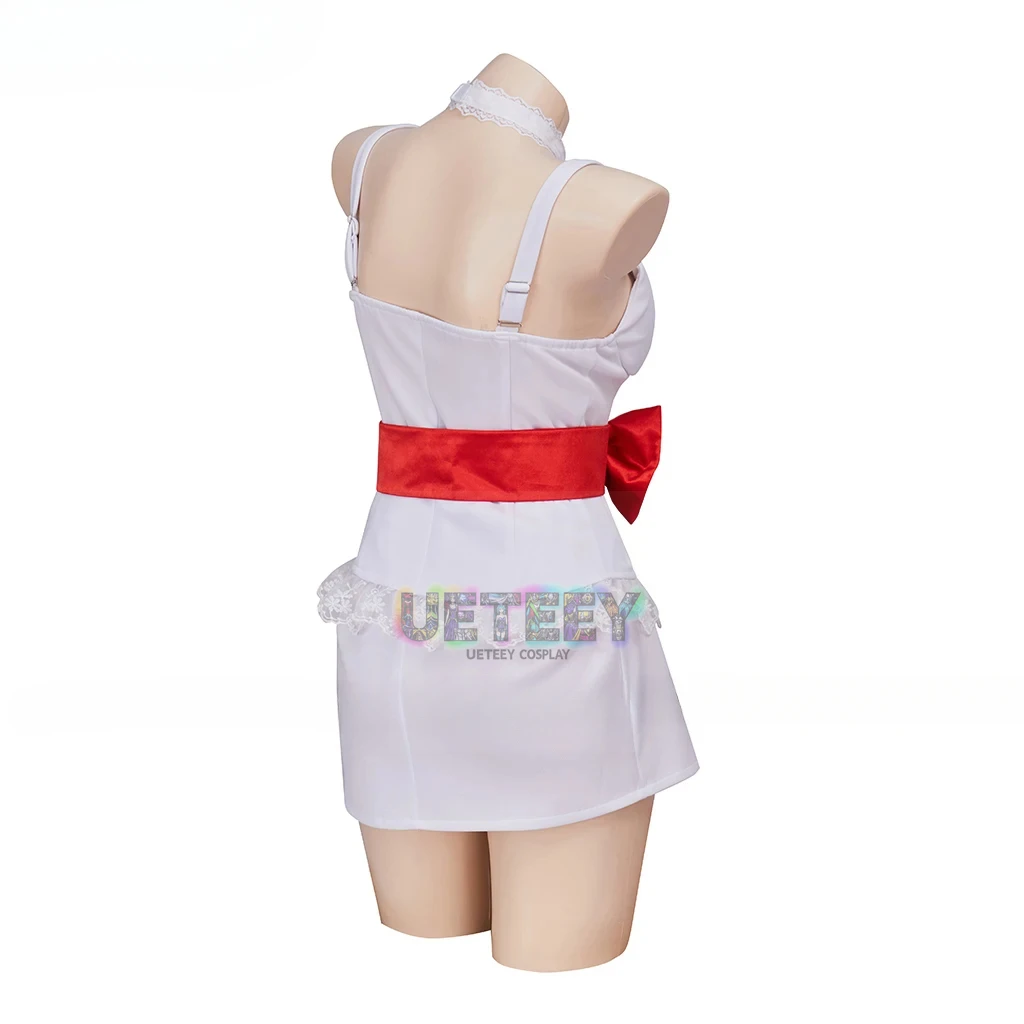 UETEEY لعبة كوسبلاي كاثرين أزياء تنكرية كاثرين مثير بحمالات بيضاء قصيرة مع جوارب مجموعة كاملة للنساء