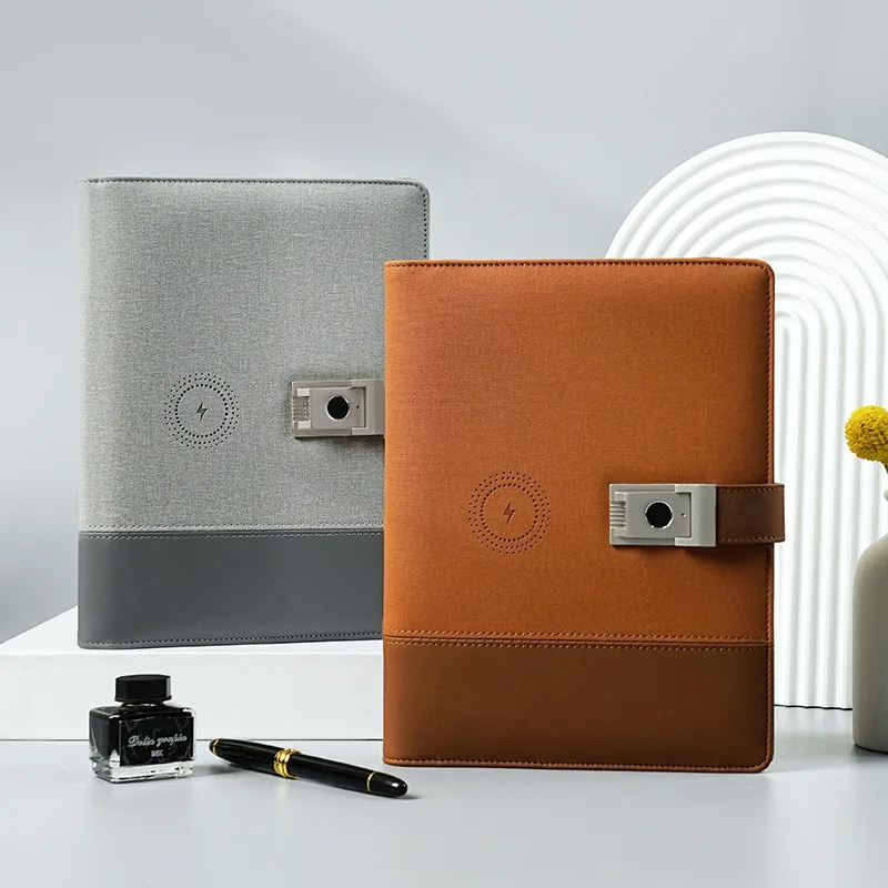 

Office Portable Fingerprint Password Book Wireless Charging U Disk Password Loose Leaf Business Notebook