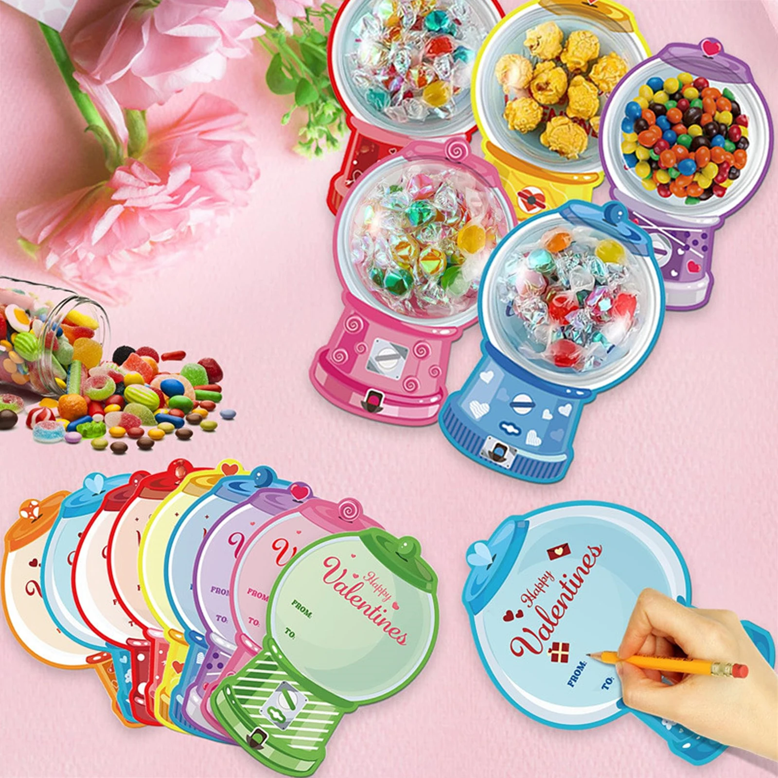 18/36er-Pack Valentinstags-Grußkarten-Set mit Plastikkuppeln, Valentinstagskarten für Kinder, Partygeschenke, Klassenraum-Austauschgeschenke