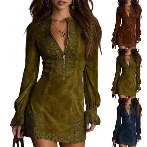 Imagen 2 del producto 2026 Otoño Invierno manga larga elegante Mini vestido ropa de mujer Casual fiesta trabajo noche vaina vestidos de oficina para mujer