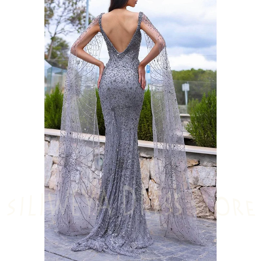 Opulento beading vestido de noite mangas boné querida romântico luxo feminino celebração banquete vestido feminino personalizado