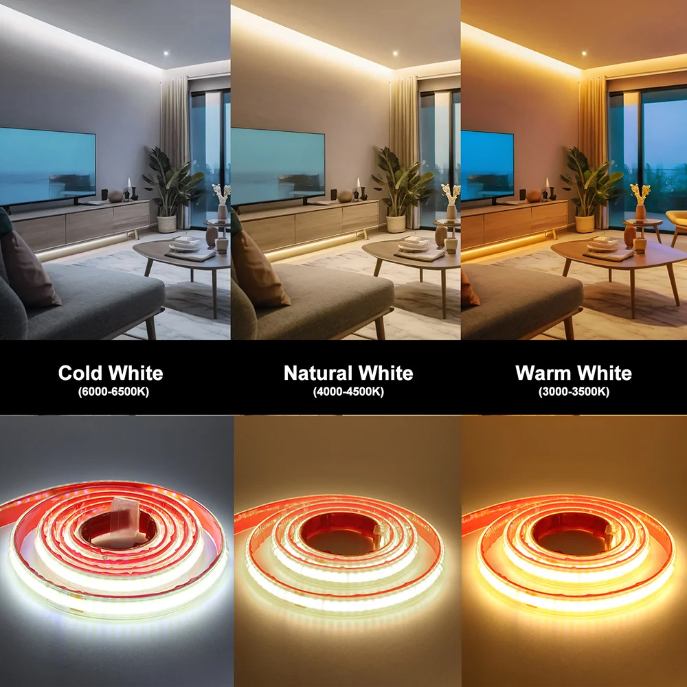 220V COB LED Strip Light Adhesive Tape 10CM Cut 2pin Wire Power Kit 240 LEDs Flex Linear Lighting RA90 1m 2m 5m 10m 20m 40m 0.5m