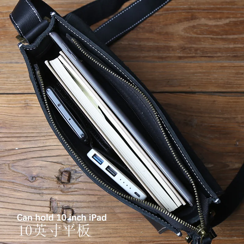 Nzpj Echt leder Herren Umhängetasche Top Layer Rindsleder Umhängetasche Umhängetasche Tablet Tasche geeignet für 10 Zoll iPad – Detail 14