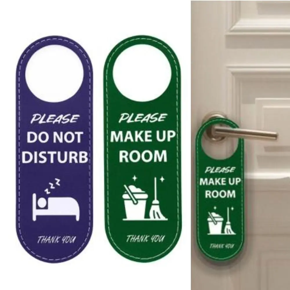 Durable PU Door Sign Double Sided Please Do Not Disturb Hotel Hanging Board Door Hanger Bar