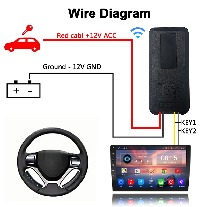 Pulsante multifunzione telecomando universale per volante senza fili a 12 tasti per autoradio DVD GPS NavigatioN Bluetooth