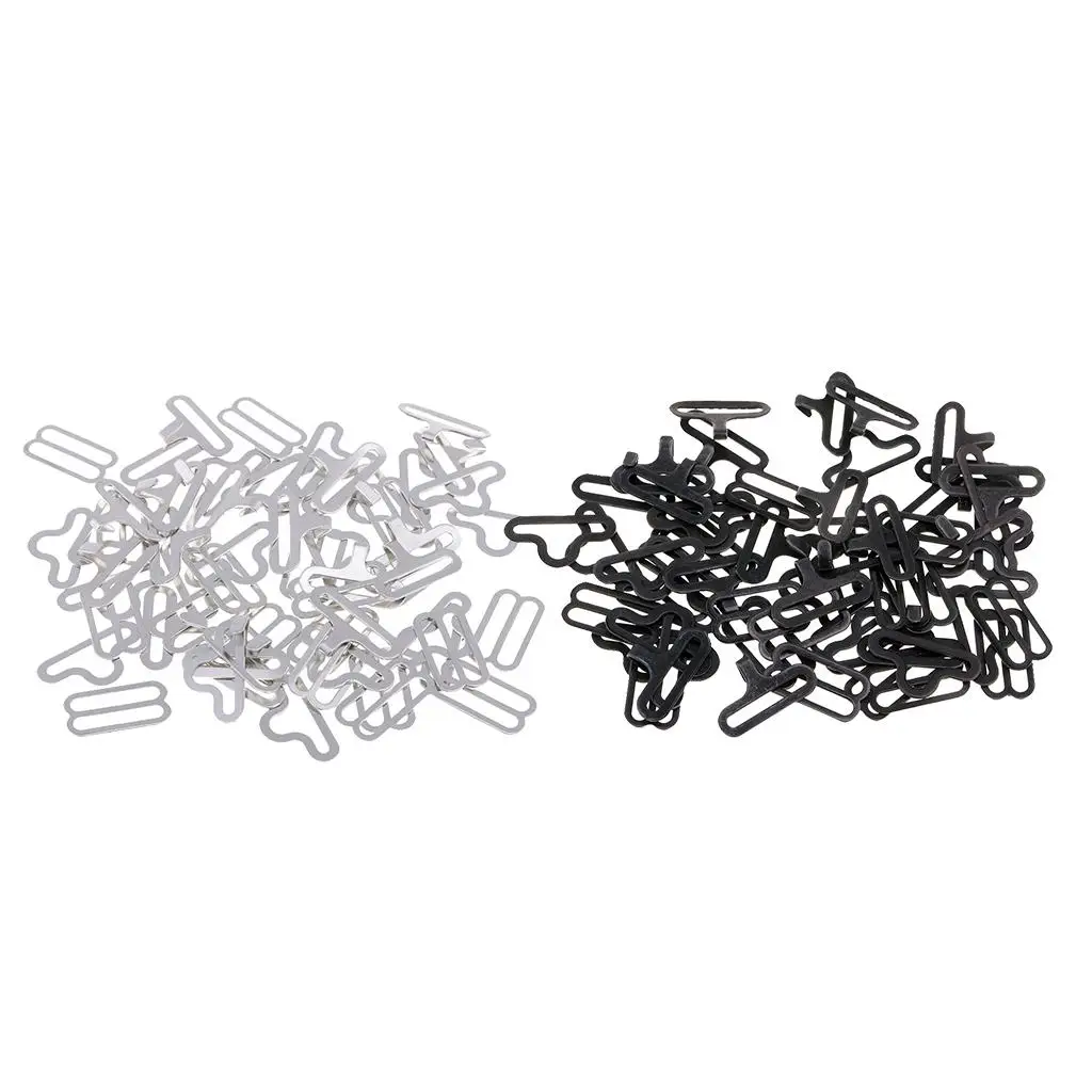 20 Set Bow Tie Clips Metal Hooks Necktie Strap Sewing Fasteners Black Silver