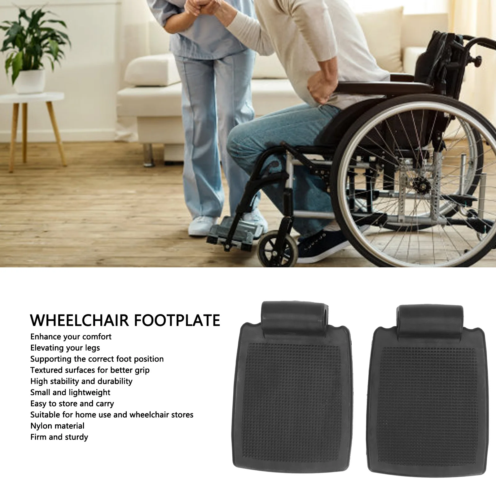 Wheelchair Footrest 19 Tube Elevating Legs Textured Surfaces Universal Foot Pedal Replacement Parts Wheelchair Foot Pedal