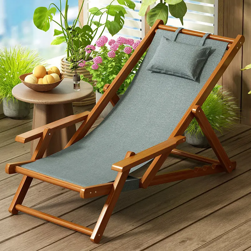 Outdoor Folding Beach Chair Portable Lounge Nap Chair Adjustable Reclining Seat Camping Rest Chair of Home Office Balcony Indoor