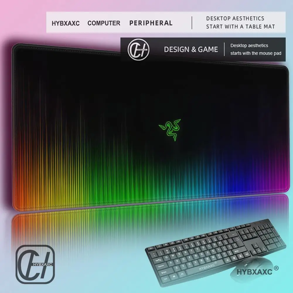 

HYBXAXC games R-AZER Large MousePad Gamer Keyboard Pc Computer Desk Mat Gaming Pad green MouseMats For CS GO