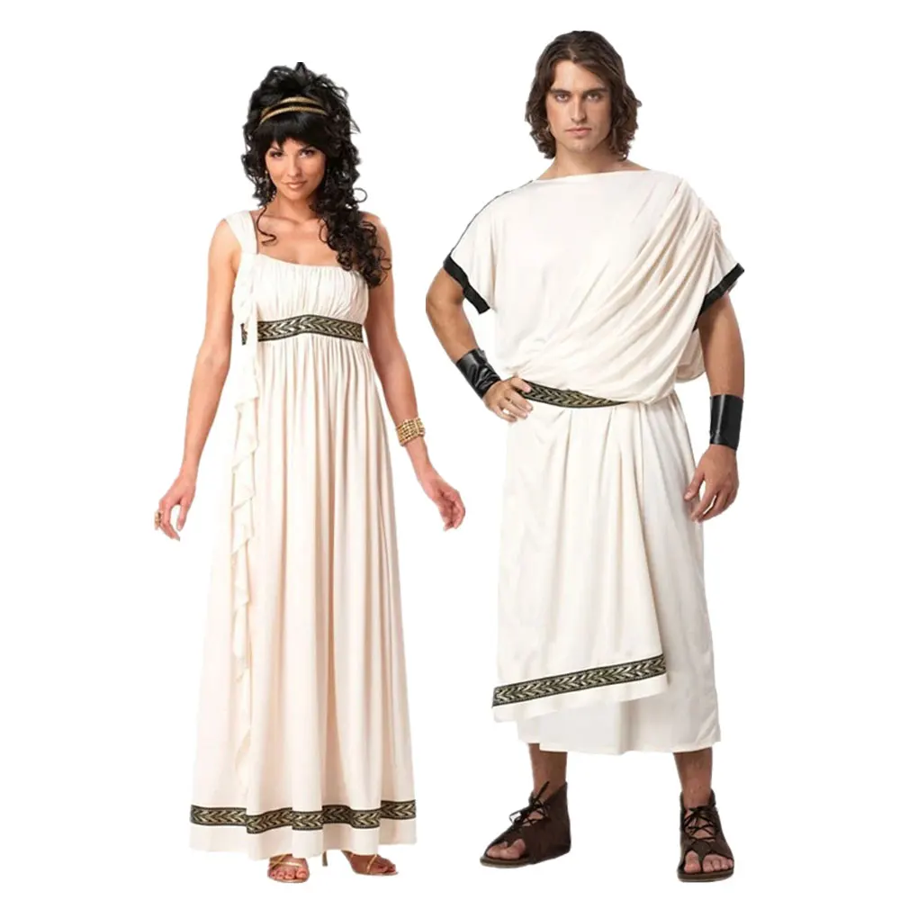 

Хэллоуин пары мужчина женщина древний греческий Рим Тога халат мифология Бог богиня костюм фантазия нарядное платье