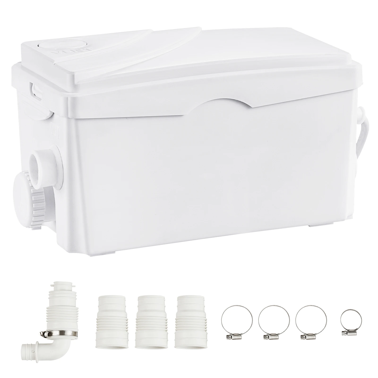 SucceBuy Macerator Pump 350W/500W 23 ft/26 ft Head Macerator Sewerage Sump Pump with  Water Inlets Water Disposal Machine