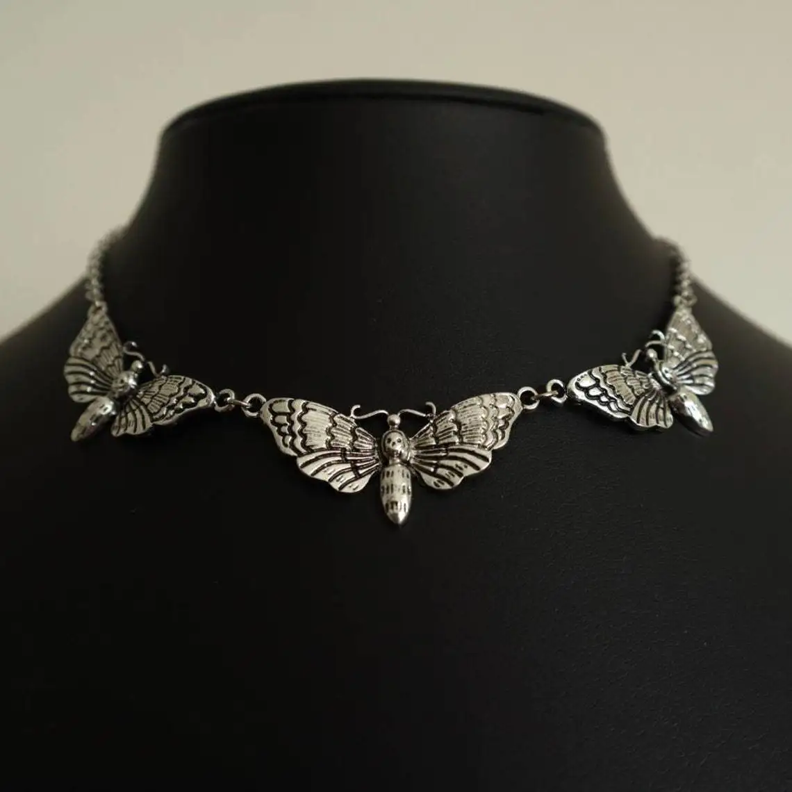 Death Moth Choker, Gothic jewelry, retro, butterfly, Insect, Pagan, Witchcraft accessories, Alternative, Necklace For Women Man