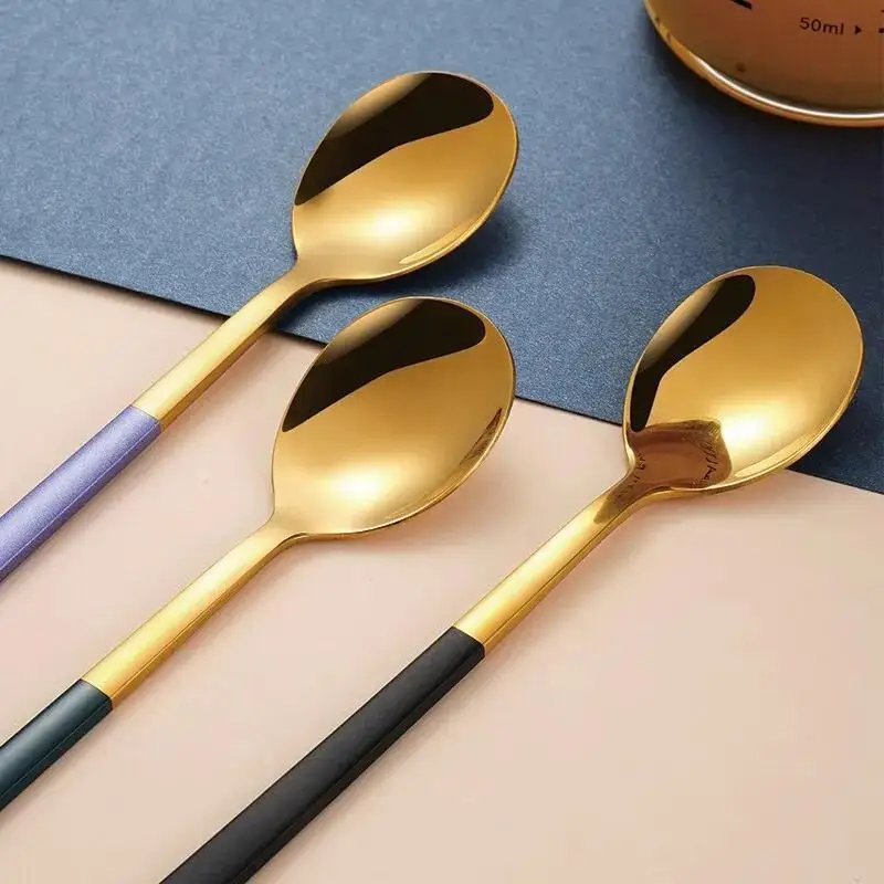 Picture 4: 1pc Stainless Steel Spoons Ice Cream Spoons Long Handle Coffee Spoons Stirring Spoons Kitchen Utensils
