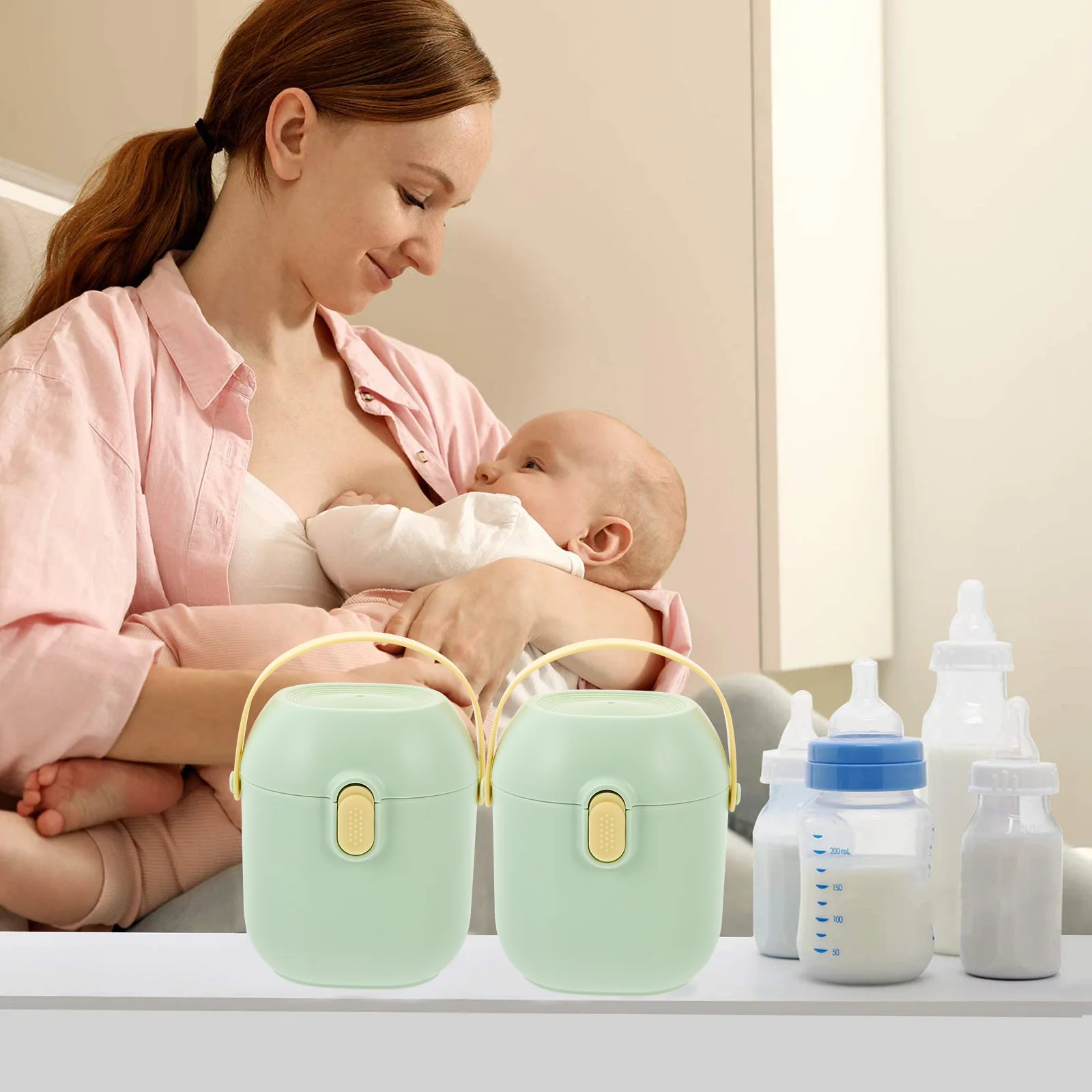 Dispensador de fórmula para bebé engrosado, caja de leche en polvo portátil con cuchara, estuche sellado, 1 Uds.