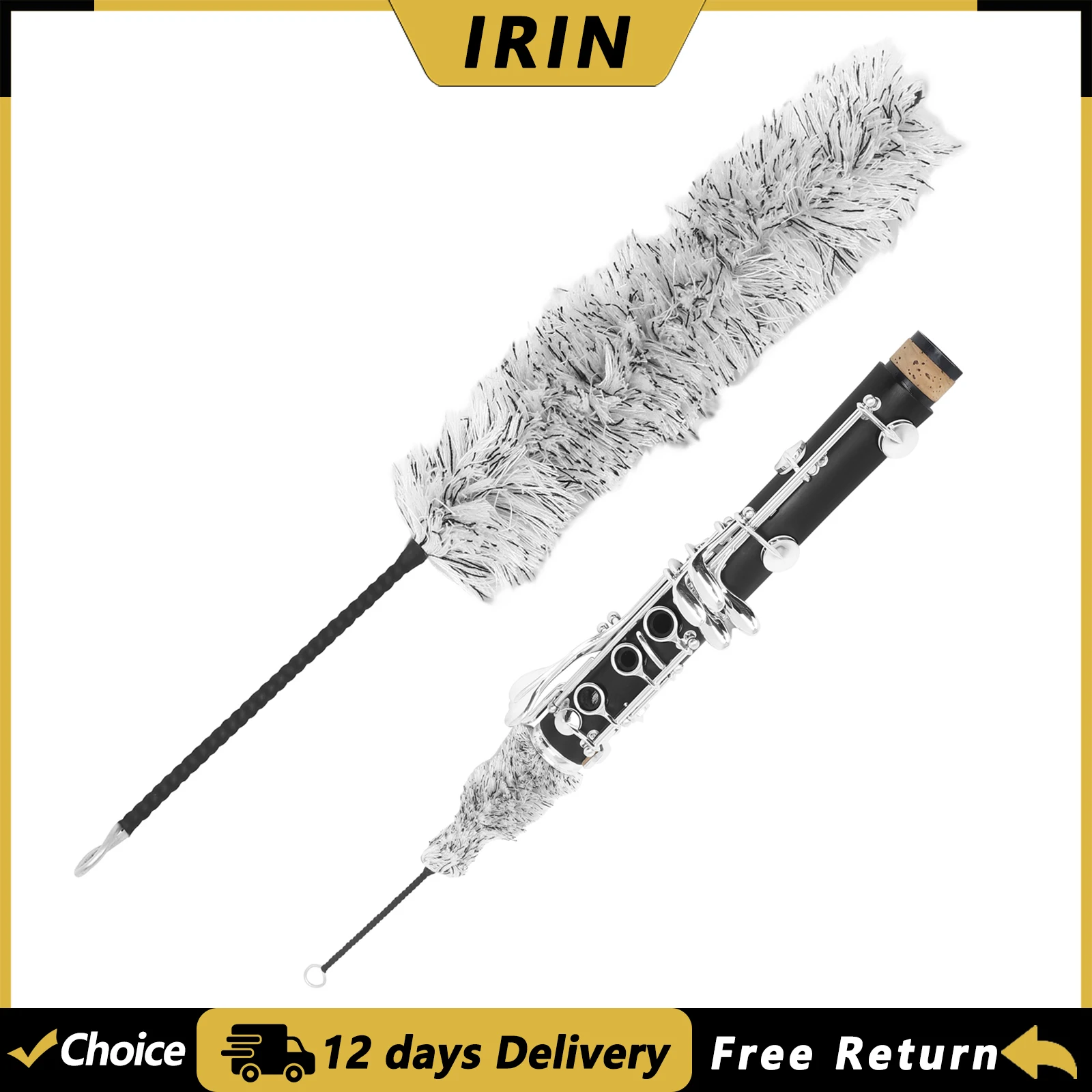IRIN Clarinet Cleaning Brush Woodwind Instrument Accessories Clarinet Tube Inner Chamber Cleaning Maintenance Brush Tools