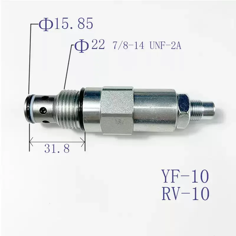 Special Hydraulic Threaded Cartridge Direct-acting Relief Valve RV10-00 Pressure Regulating Range 7-250bar
