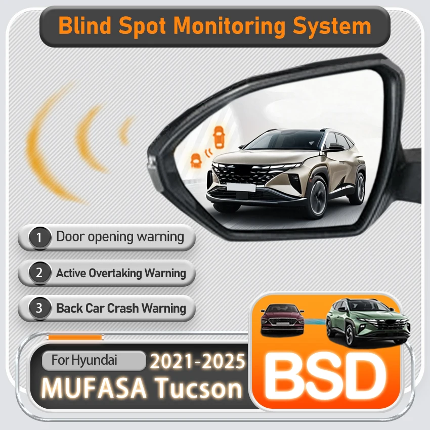 Car 24GHZ BSD BSM BSA Blind Area Spot Warning 79GHZ Radar Detector For Hyundai Tucson MUFASA 2021-2024 2025 Change Lane Aided
