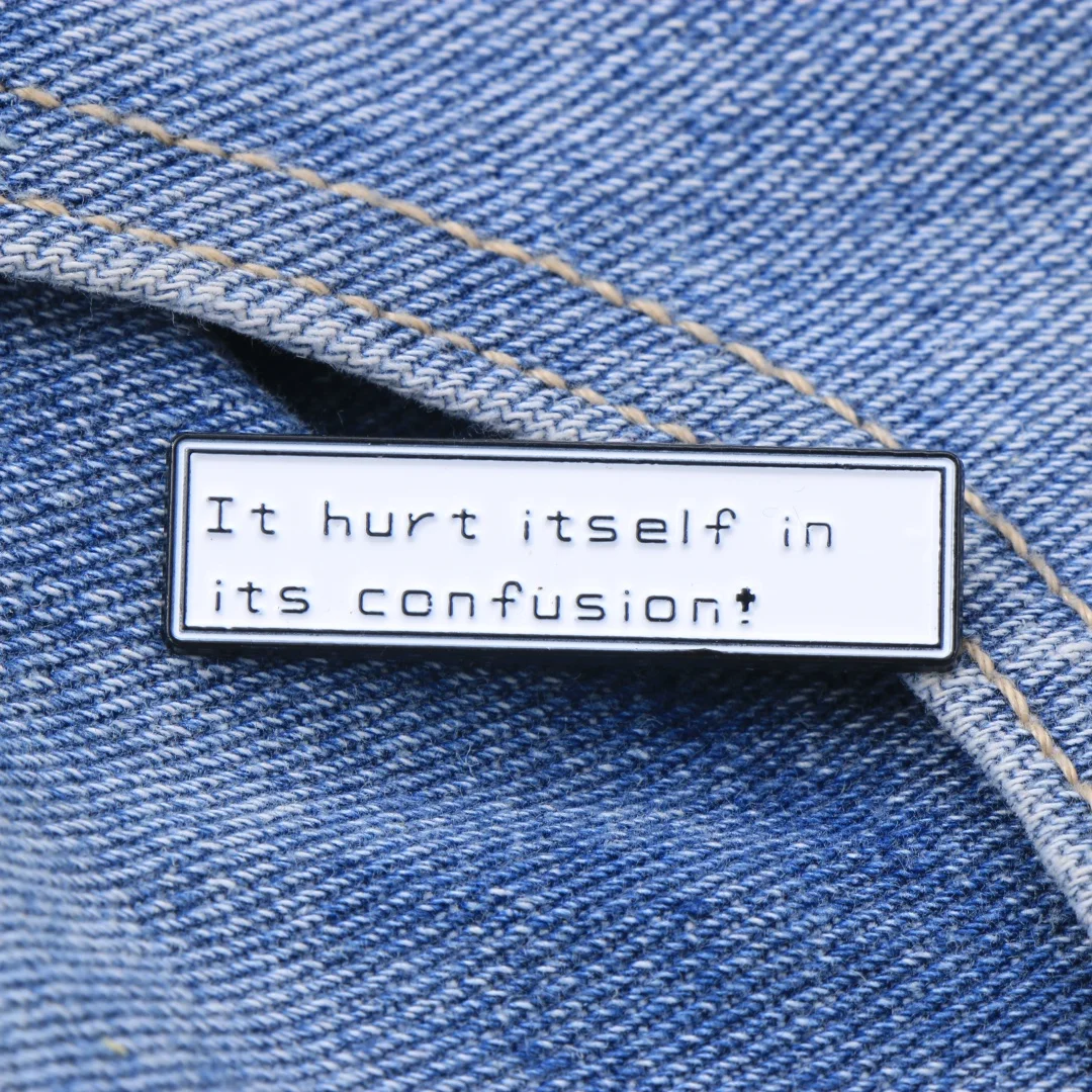 Minimalist Rectangular Letter Enamel Brooch Funny Sentence Quote Lapel Pin Trendy Text Metal Badge Clothing Accessory Decor Gift
