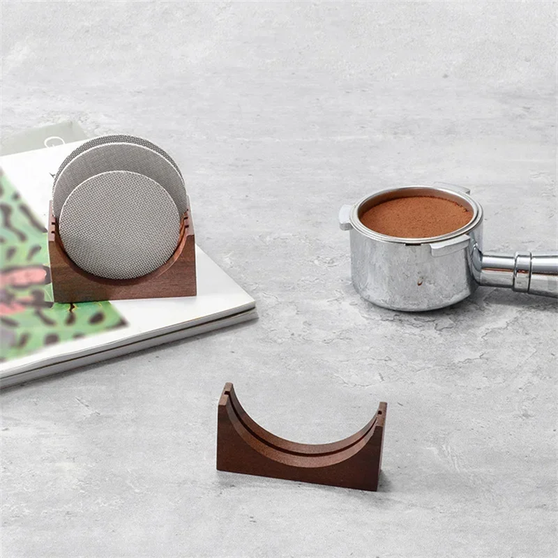 51/53/58MM Portafilter Espresso Universal Filter Storage Rack Coffee Puck Screen Stand Reusable Wooden Coffee Filter Stand view 2
