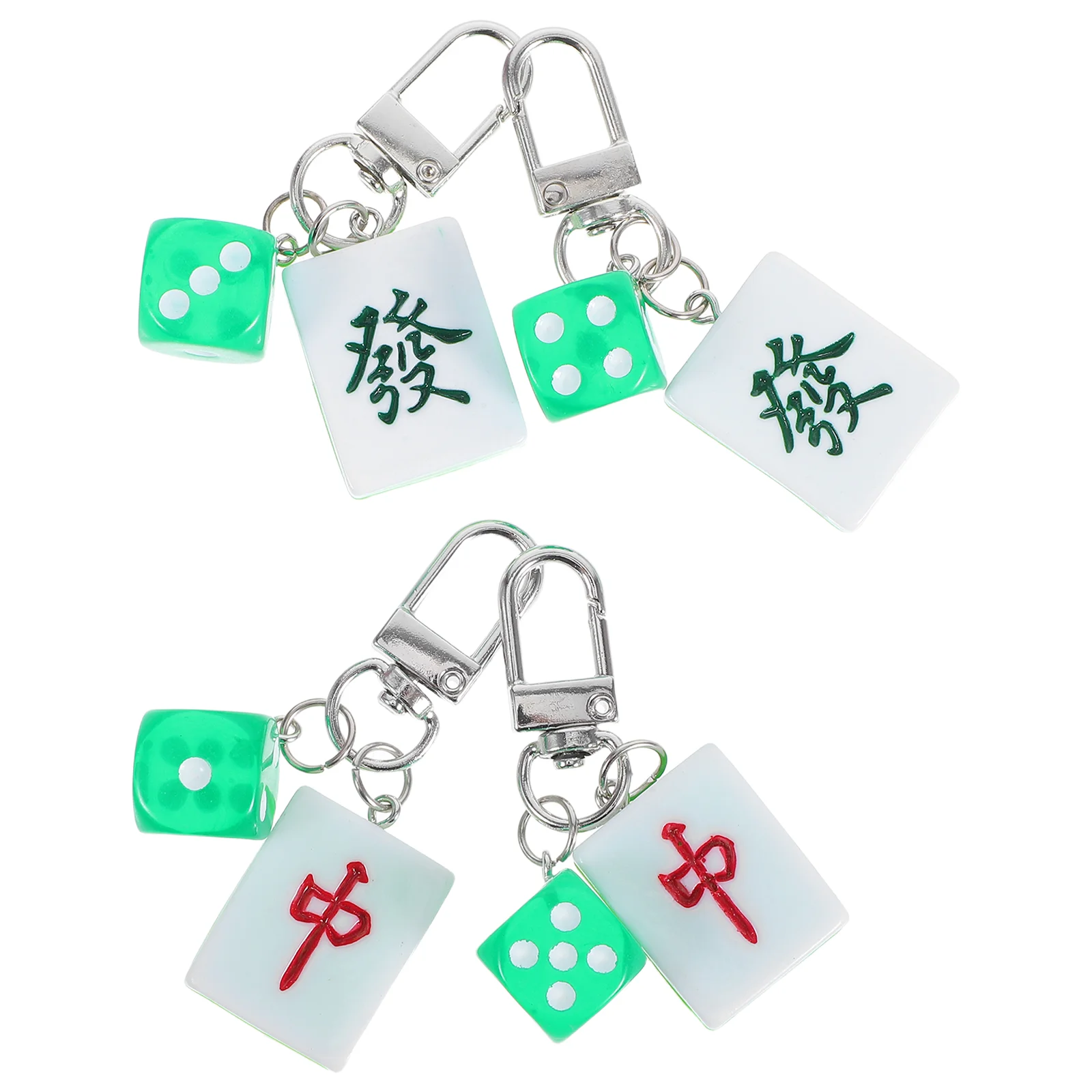 

4 Pcs Mahjong Keychain Keychains Decoration Cute Pendant Resin Festival Gift Miss