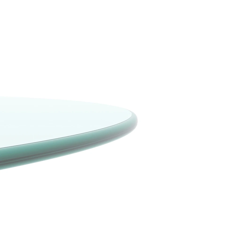 سطح طاولة من الزجاج المقسى المستدير مقاس 24 بوصة من الزجاج الشفاف بحافة مصقولة مستديرة سميكة مقاس 1/4 بوصة