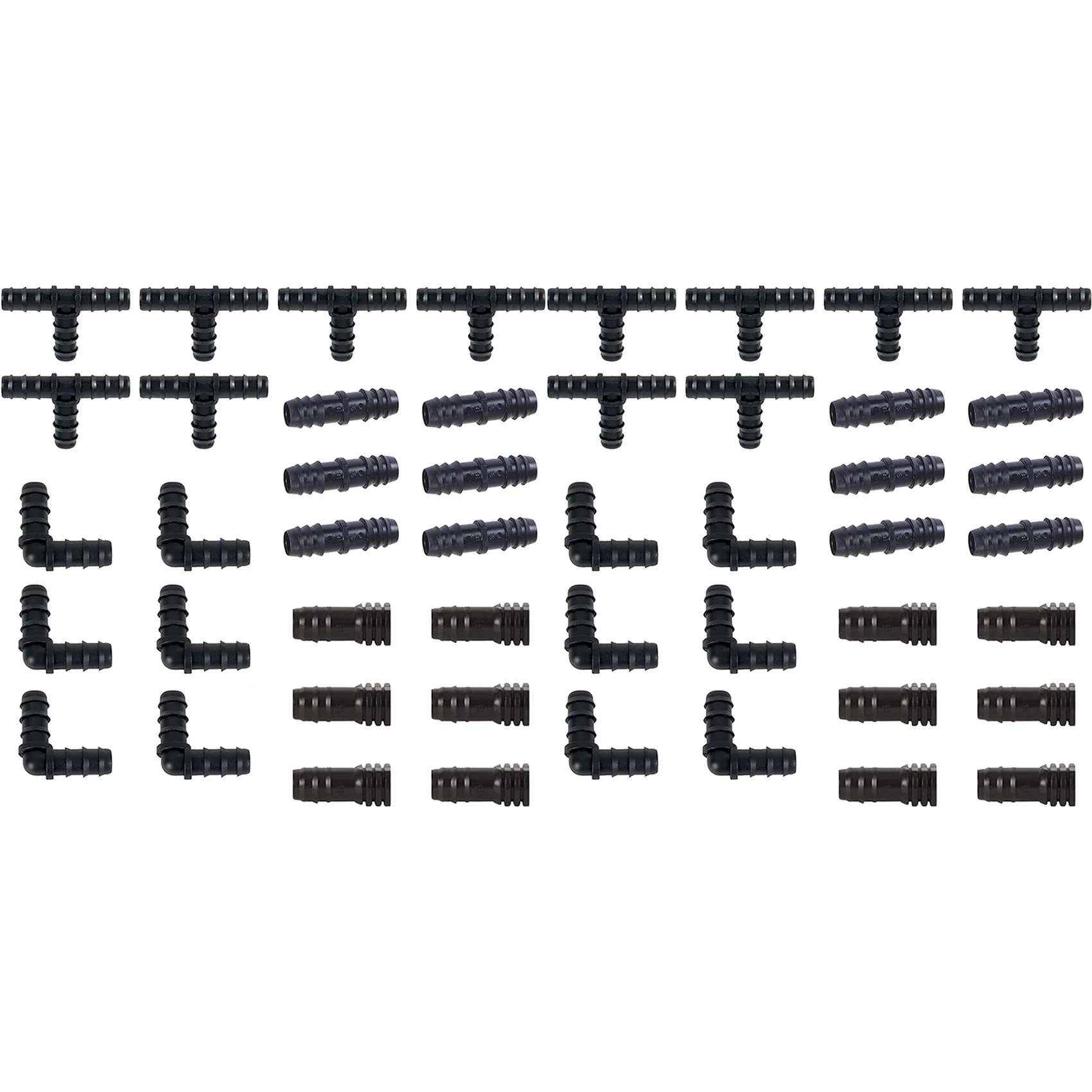 KYCOR-Irrigation Fittings Kit For Drip Tubing -12 Tees,12 Couplings,12 Ends,12 Elbows - 16Mm Compatible Drip Sprinkler Systems
