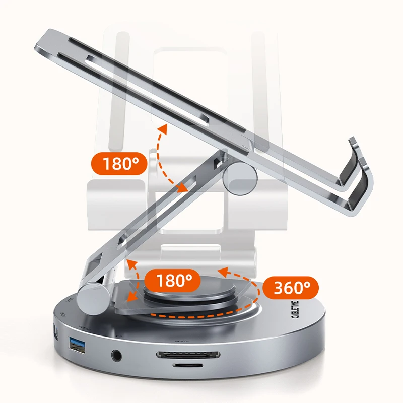 CABLETIME 8 in 1 Multi USB C Hub a 4 k60hz HDMI 360 supporto rotante 100W 5Gbps Transfer SD TF Reader per Tablet iPad Pro Air C441