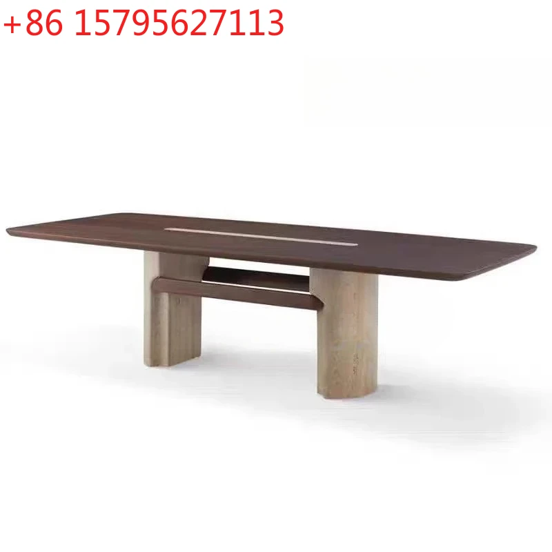 

Светлый роскошный обеденный стол из цельного дерева в средневековом стиле, дизайнерская вилла, большой плоский травертин, усовершенствованный французский обеденный стол