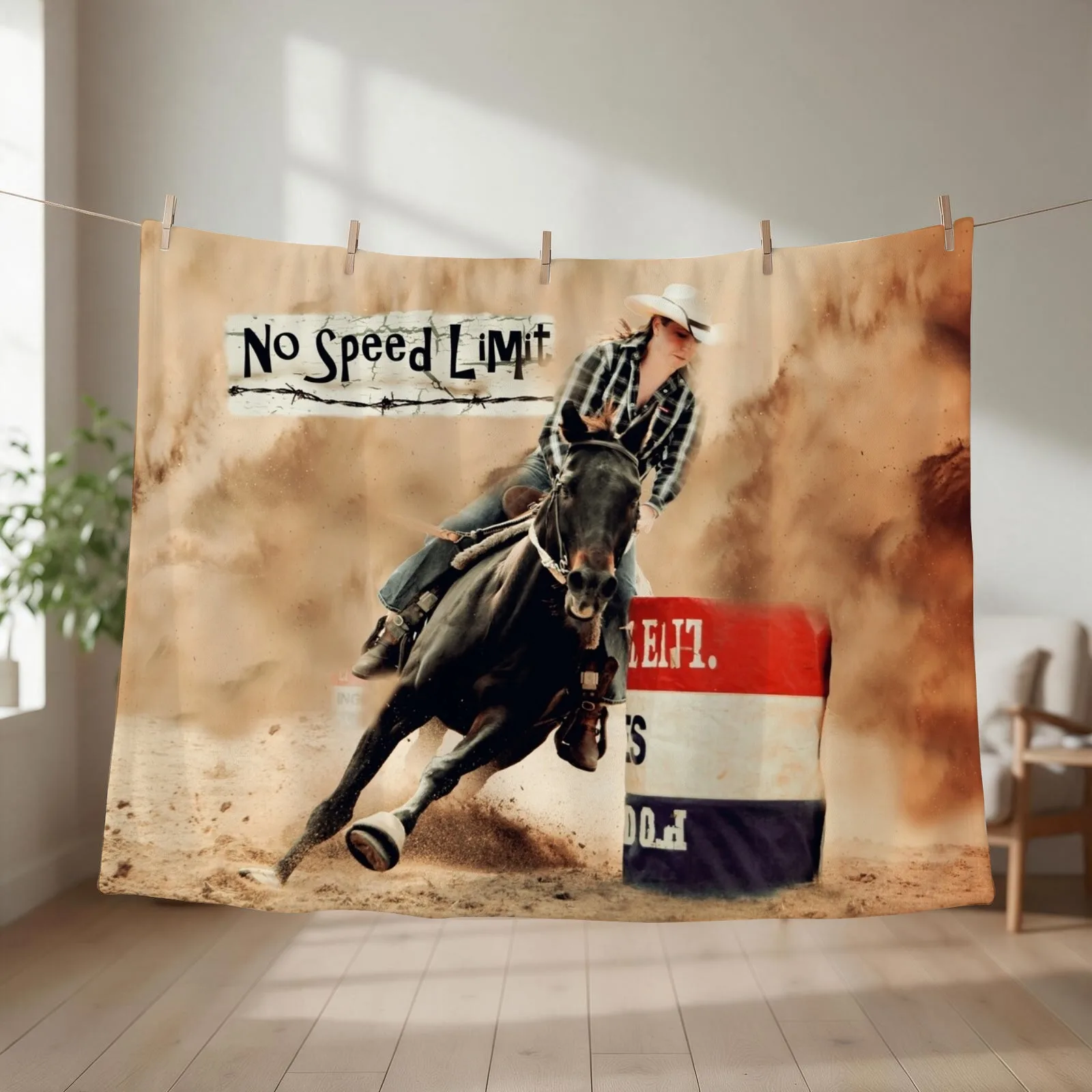 BARREL RACER QUOTE ART AND DESIGNS Throw Blanket couch cozy soft plush fuzzy picnic outdoor blanket
