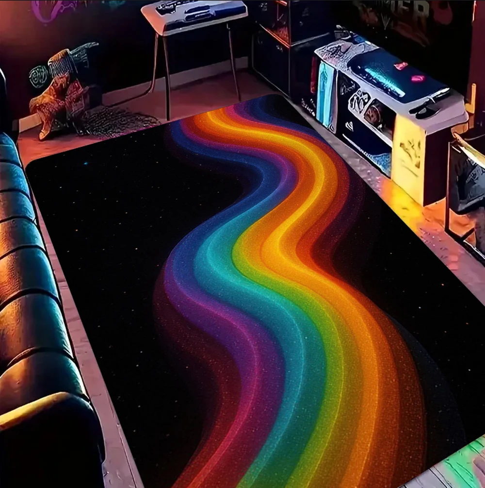 Colorful Galaxy Rainbow Carpet for Girl Bedroom Game Room Floor Mat Playroom Kids Educational Rug Living Room Non Slip Area Rug
