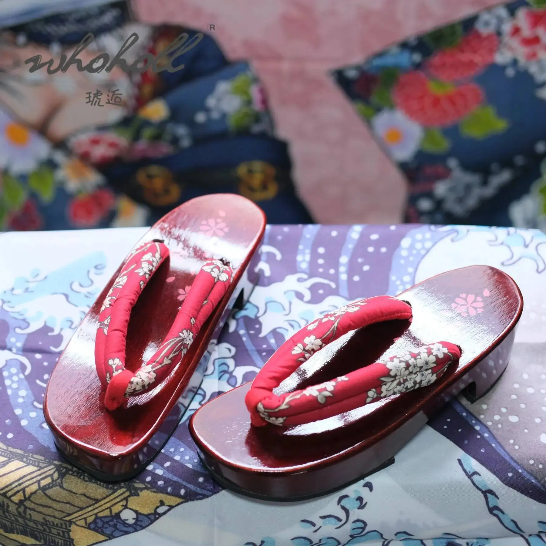 Tamancos japoneses femininos chinelos de madeira geta sandálias anime coplay sapatos flip flops sola grossa chinelos tamancos de madeira sapatos