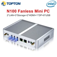 Topton M4 Fanless Silent Mini PC Intel N100 N95 Dual LAN 3x Storage 3x4K UHD Firewall NAS Office Industrial Computer Windows 11