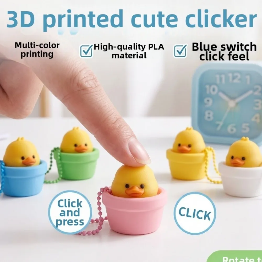 3D Printed Keycap Clicker Pendant Key Ring Funny Fidget Clicker Keychain Button Press Duck Panda Keyboard Fidgets Keychain