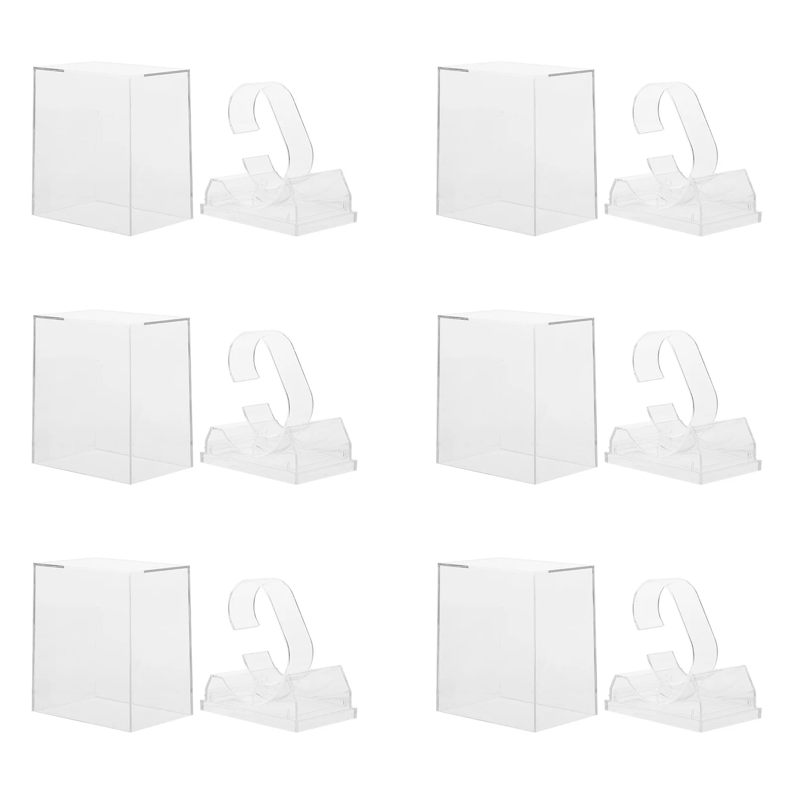 6Pcs Watch Packaging Boxes Transparent Display Case for Ladies Childrens Watches Durable Storage Organizer Watch Box