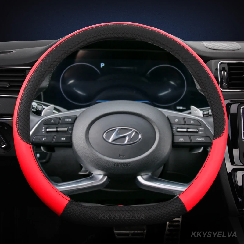 Microfiber Leather D Shape Car Steering Wheel Cover For Hyundai Creta II 2021 2022 Auto Accessories