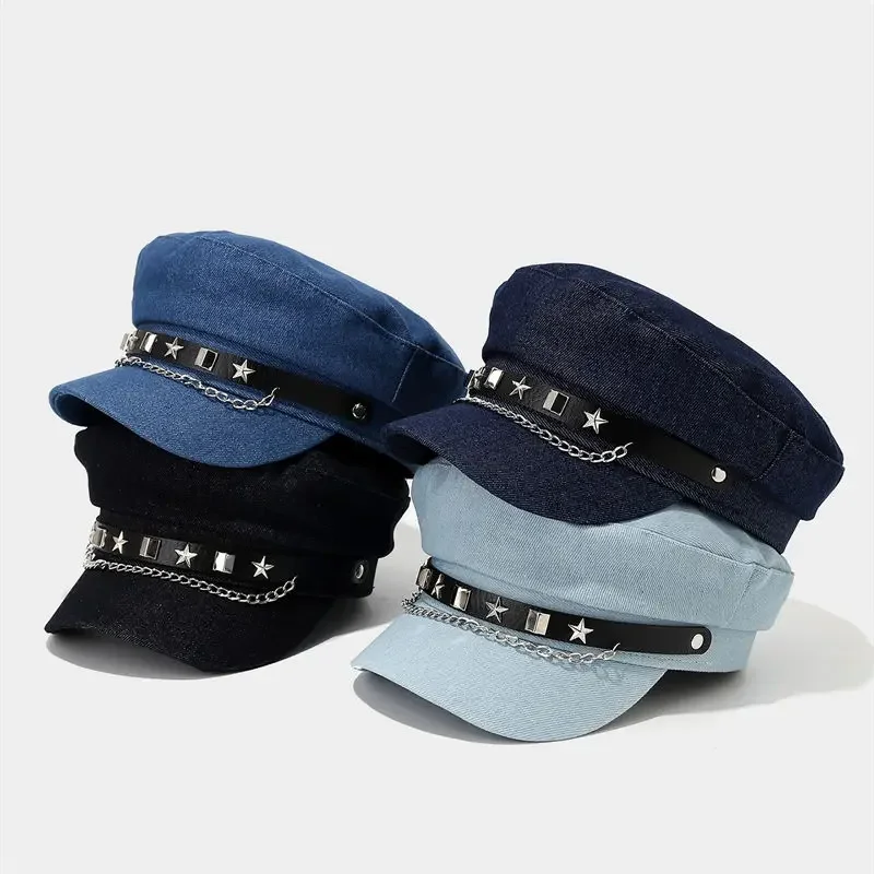 الربيع القطن هندسية قبعة مثمنة قبعة موزع الصحف قبعة عسكرية قبعة الرسام للفتيات والنساء 09