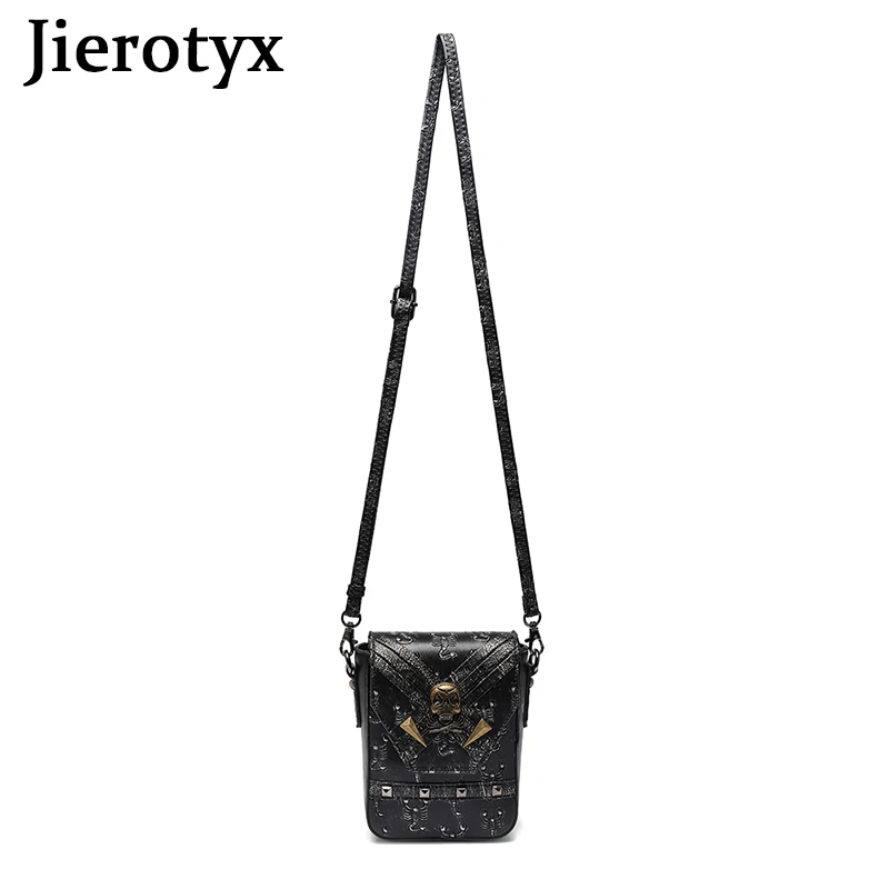 JIEROTYX Mini Crossbody Bag for Women Vintage Shoulder Bag Cell Phone Purse Skull Gothic Bags Handbag Cellphone Wallet Purse