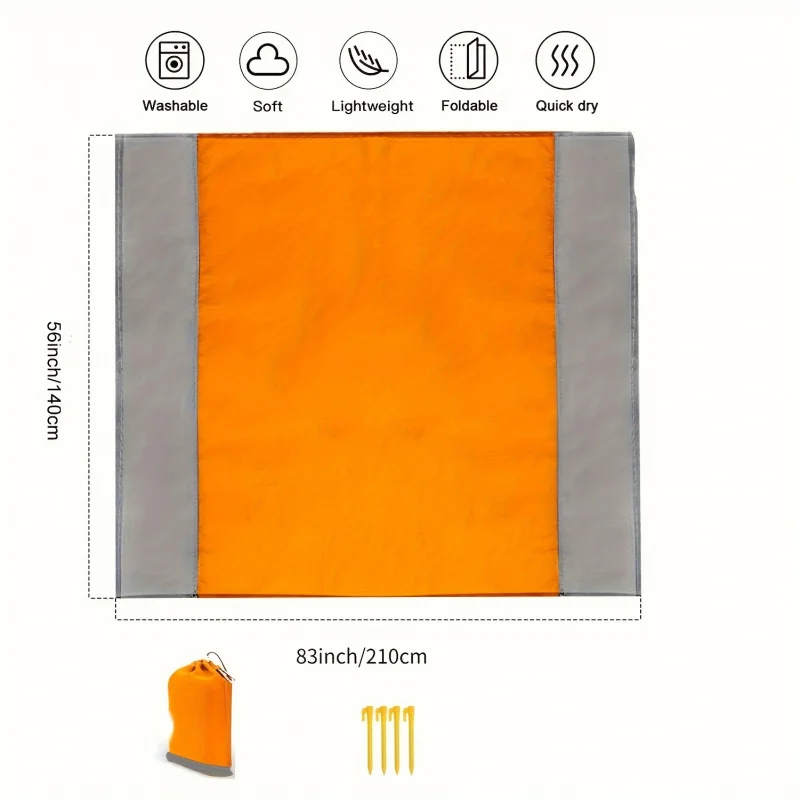 Sandproof Beach Blanket，Foldable Beach Mat，with 4 Corner Pile，Suitable for outdoor camping travel vacation hiking