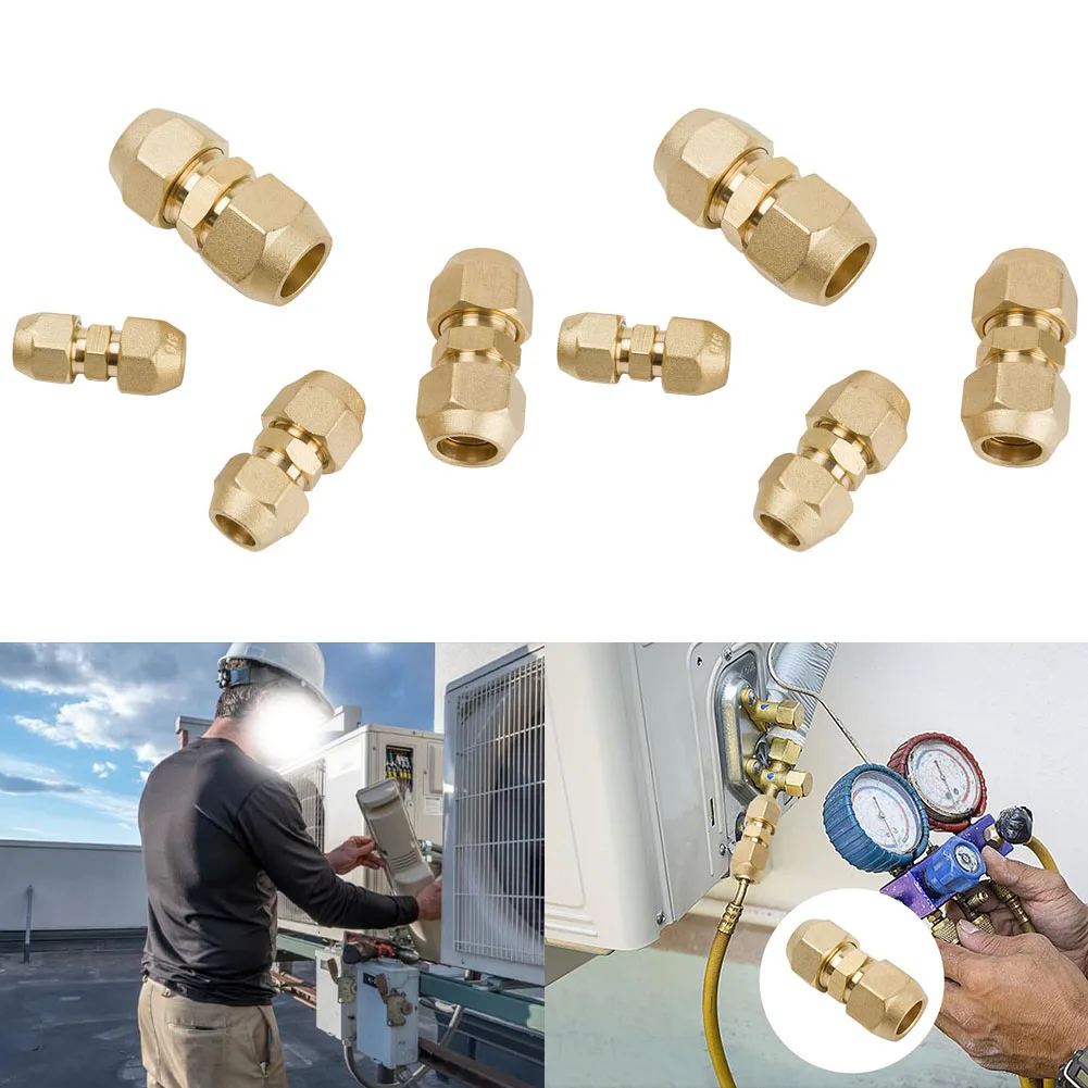 2PCS Nipple Copper Pipe Connector Extension For Air Conditioning Systems Air Conditioning Screw Connection Joint Parts