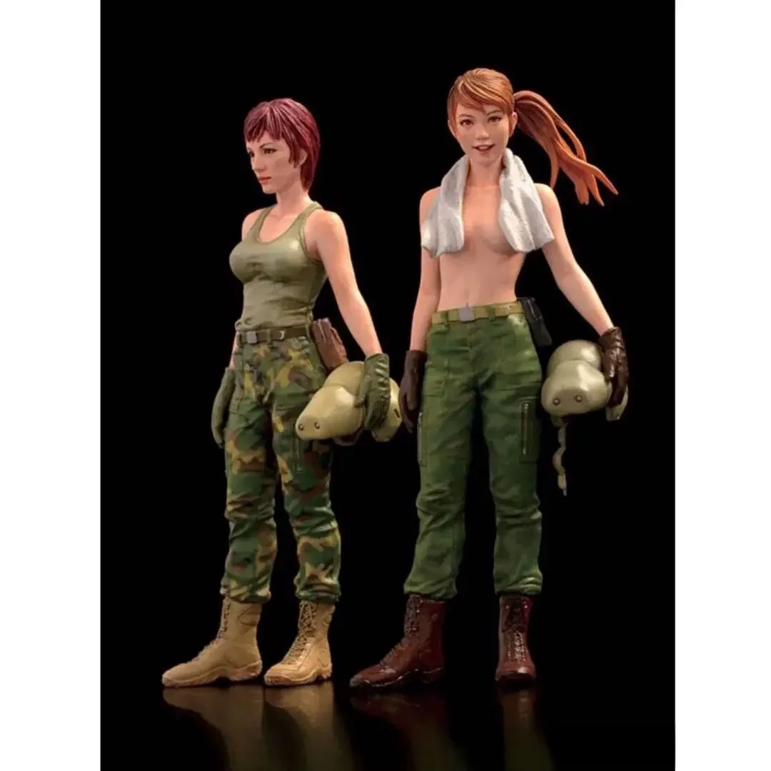 Resin Figure Model Kit para Piloto Feminino, 1: 20, Inclui 2 Parte Superior do Corpo e 1 Parte Inferior do Corpo, Desmontado e Sem Pintar GK,652R