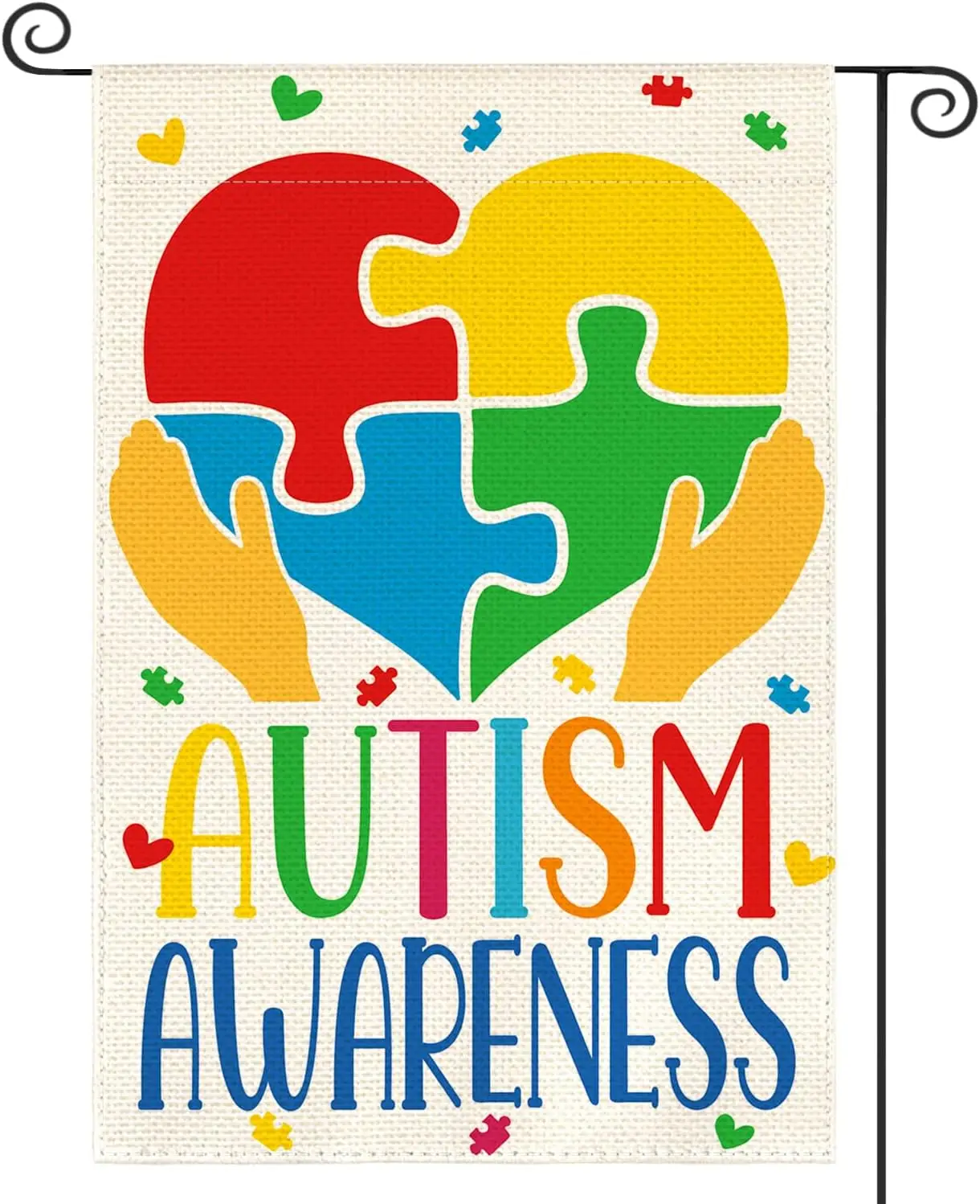 AVOIN colorlife Autism Awareness Garden Flag 12x18 Inch Double Sided Outside, Puzzle Piece Love Heart Inspirational Support  WWP