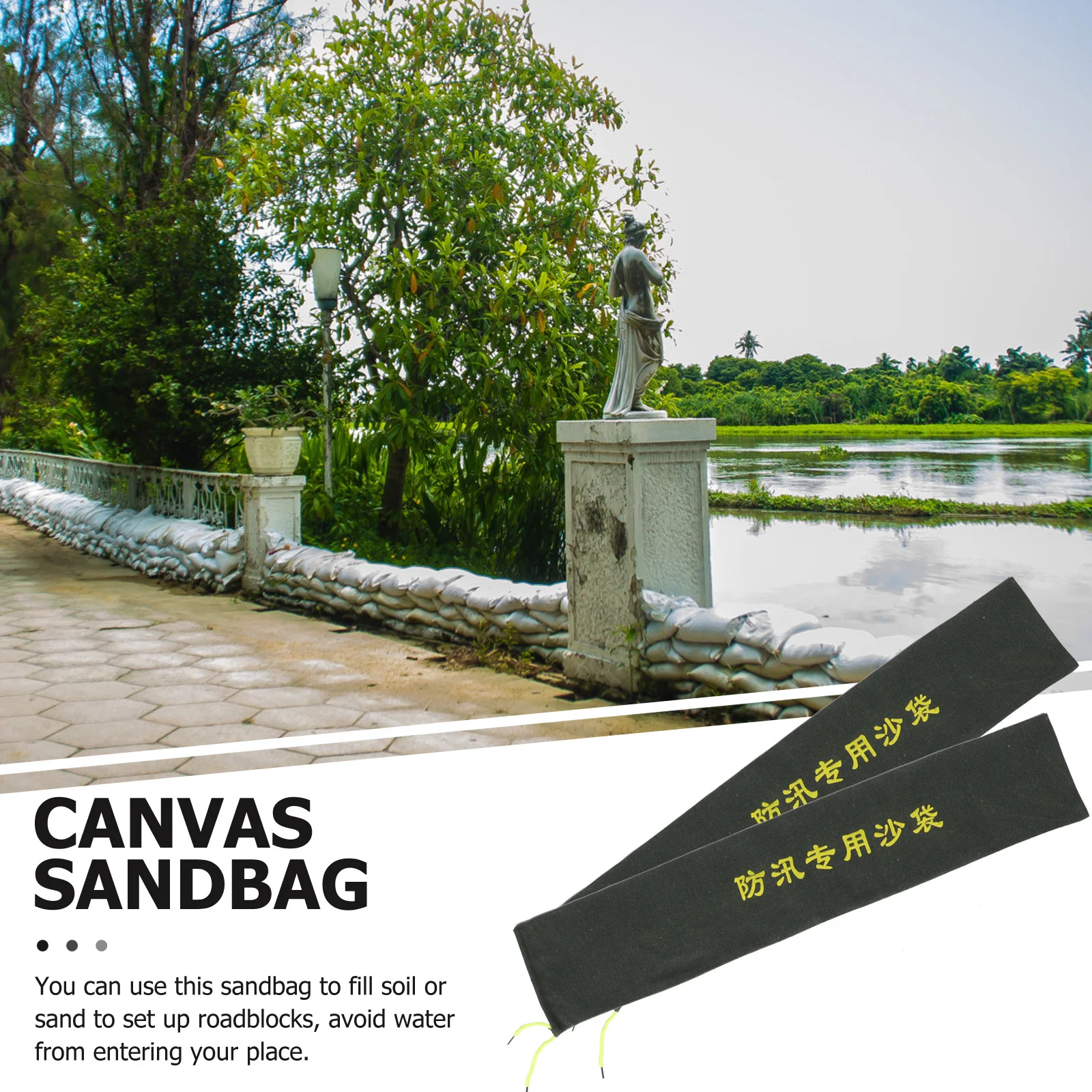 

2Pcs Canvas Sandbags Flood Protection Bags Heavy Duty Drawstring Design Anti Flood Barrier Long Servicing Life