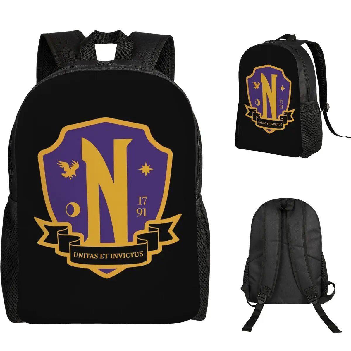 Nevermore Academy Crest (clean) Backpack Student Boys Girls BookBag School Bag Laptop Shoulder Bags