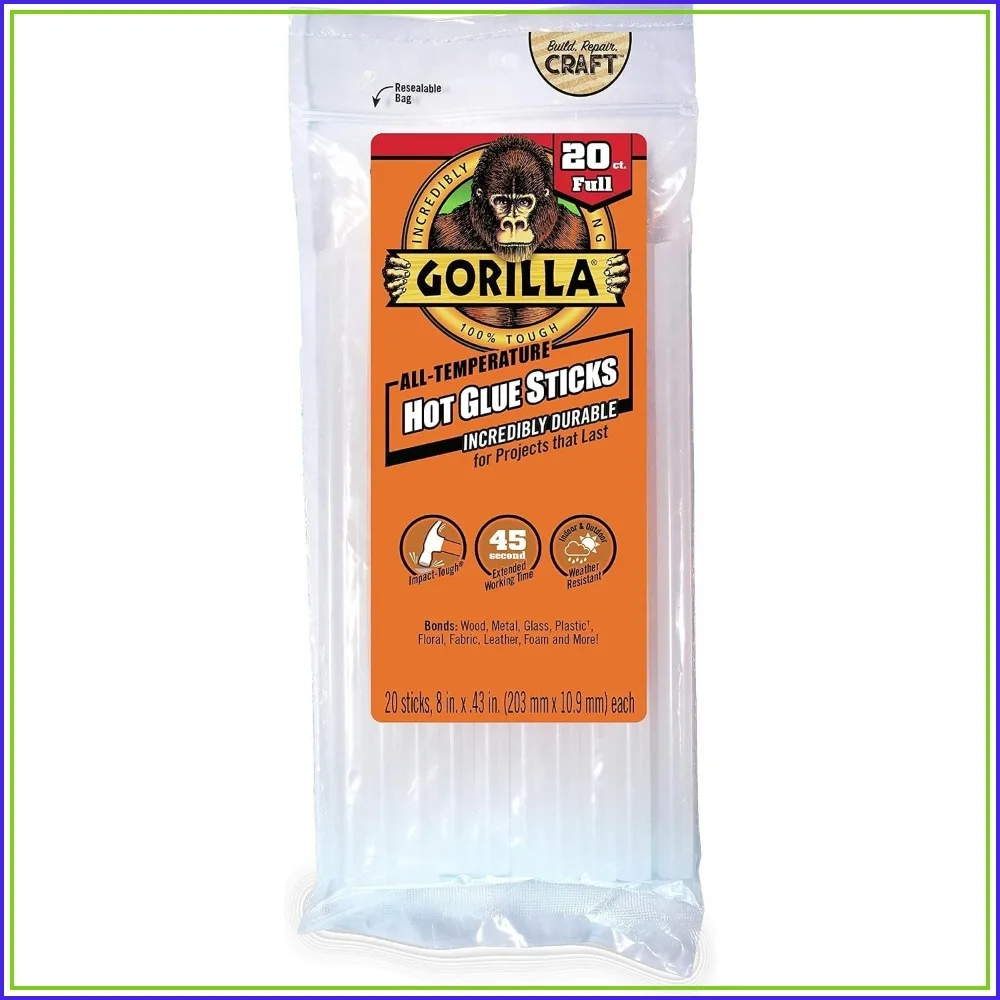8-Inch Clear Hot Glue Sticks for Crafts, 20-Pack, All-Temp, 45s Work Time, Weatherproof