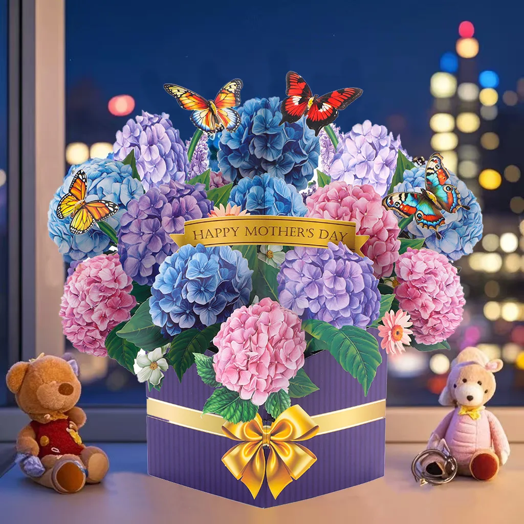 Papier-Pop-up-Muttertagskarte mit Blumenmuster für Mama, 3D-Blumenkarte, Geschenke für Geburtstage, Jubiläen, Valentinstag, mit Umschlag – Detail 4