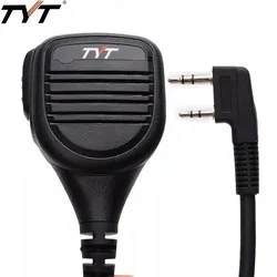 TYT MD-380 2 Pin PTT IP54 Rainproof Shoulder Speaker Mic with 3.5mm Earphone Jack for TYT Radio MD-390 TH-UV8000D TH-UVF8D