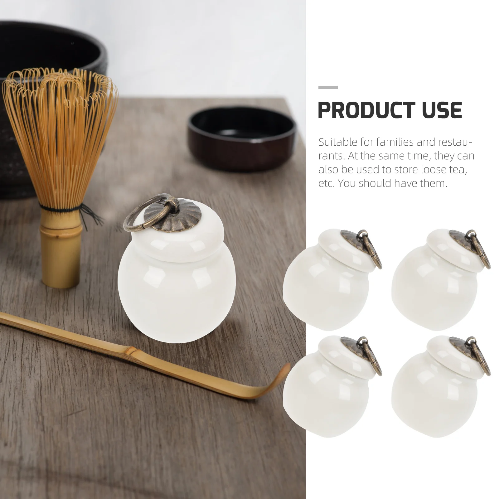 

4 Pcs Container Porcelain Tea Canister Containers Storage Jar Loose Vintage with Airtight Lid