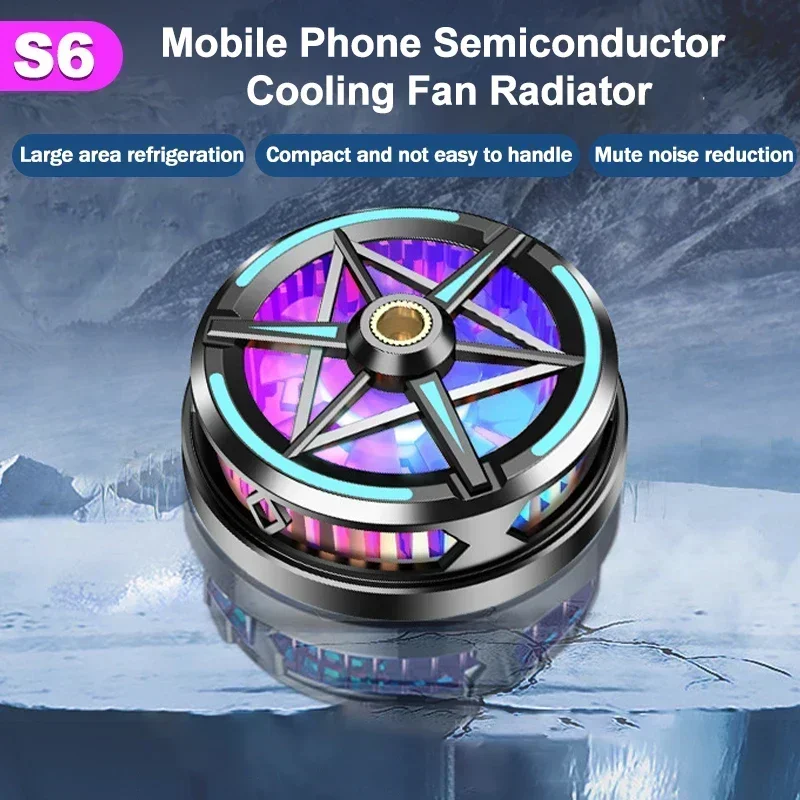 

S6 Mobile Phone Semiconductor Refrigeration Cooling Fan Radiator Magnetic Frozen Game Cooler for IOS Android Gaming Accessories